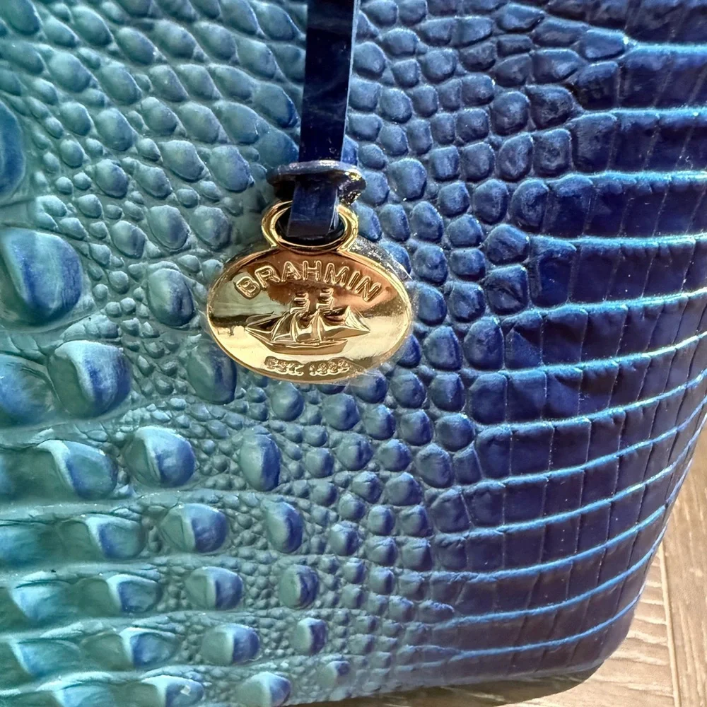 Brahmin Large Duxbury Satchel blue Ombré Melbourne Genuine Leather new! - Picture 7 of 12